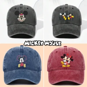 Boné De Beisebol Disney Mickey Mouse Lavado Em Algodão , Chapéu Retrô Minnie Da Moda , Respirável E Material De Viagem Com Sombreamento Solar