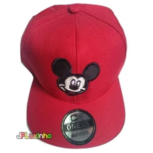Boné Infantil mickey mouse disney Kids Criança Desenho bichinho Aba Reta vermelho ajuste snapback Bone