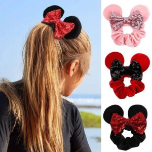 Disney Mickey Minnie Arco Orelha Pom Corda De Cabelo Decoração De Festa De Aniversário Mouse Anel Headpiece Para Menina